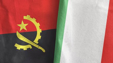 İtalya ve Angola 'nın iki bayrağı tekstil kumaşı 3D