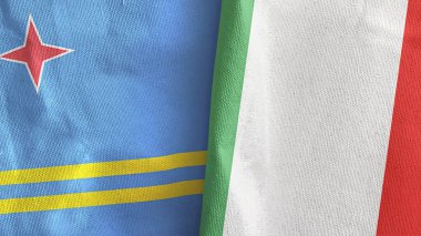 İtalya ve Aruba iki bayraklı tekstil kumaşı 3D