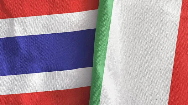 Италия и Таиланд два флага текстильная ткань 3D рендеринг — стоковое фото
