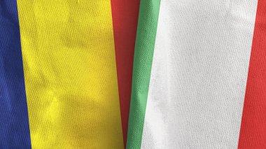 İtalya ve Çad iki bayraklı tekstil kumaşı 3D