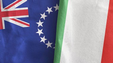 İtalya ve Cook Adaları iki bayraklı kumaş 3D