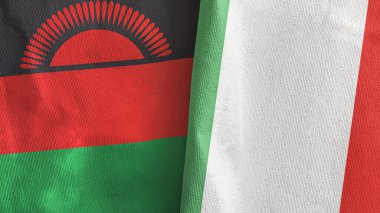 İtalya ve Malawi iki bayraklı tekstil kumaşı 3D