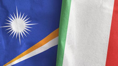 İtalya ve Marshall Adaları iki bayraklı kumaş 3D.