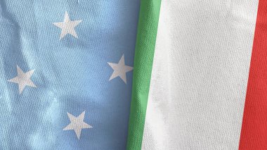 İtalya ve Mikronezya iki bayraklı tekstil kumaşı 3D