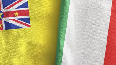 İtalya ve Niue iki bayraklı tekstil kumaşı 3D