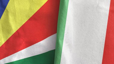 İtalya ve Seyşeller iki bayraklı tekstil kumaşı 3D