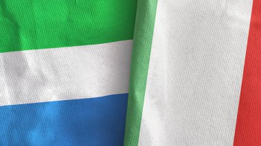 İtalya ve Sierra Leone 'nin iki bayrağı tekstil kumaşı 3D.