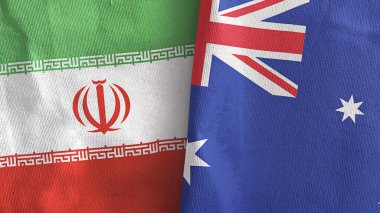 Avusturalya ve İran iki bayraklı tekstil kumaşı 3D