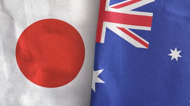 Avustralya ve Japonya iki bayraklı tekstil kumaşı 3D