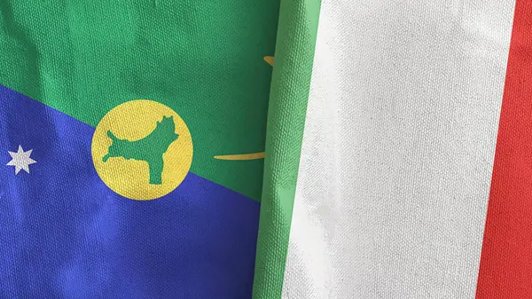 İtalya ve Noel Adası iki bayraklı kumaş 3D