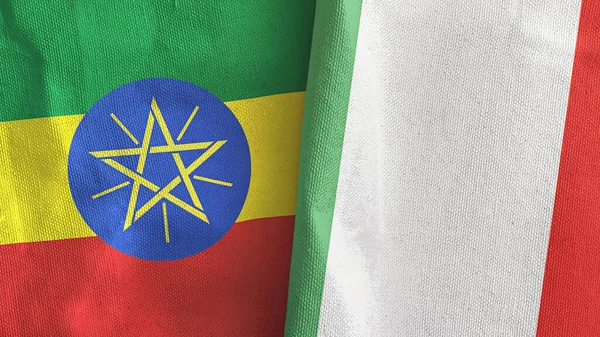 İtalya ve Etiyopya 'da iki bayraklı kumaş 3D.