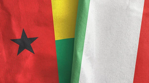 Italien und Guinea-Bissau zwei Flaggen Textiltuch 3D-Rendering — Stockfoto