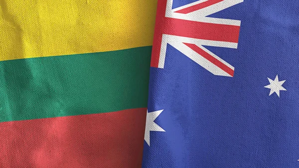 Australia and Lithuania two flags textile cloth 3D rendering — Stock Photo, Image