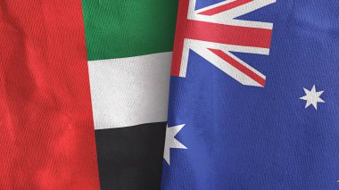 Avustralya ve Birleşik Arap Emirlikleri iki bayrak tekstil kumaşı 3D