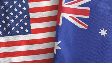 Avustralya ve ABD 'de iki bayraklı tekstil kumaşı 3D