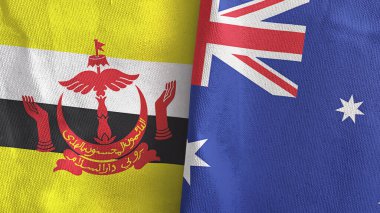 Avusturalya ve Brunei iki bayraklı tekstil kumaşı 3D