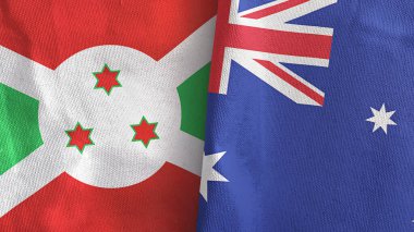 Avusturalya ve Burundi iki bayrak tekstil kumaşı 3D