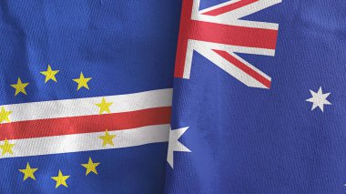 Avusturalya ve Cabo Burnu Verde 2 bayraklı tekstil kumaşı 3D