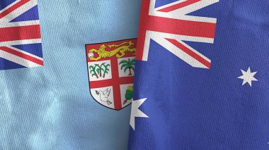 Avusturalya ve Fiji iki bayraklı tekstil kumaşı 3D