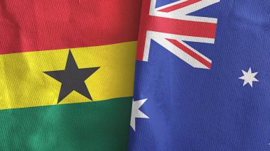 Avustralya ve Gana iki bayraklı tekstil kumaşı 3D