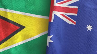 Avustralya ve Guyana iki bayraklı tekstil kumaşı 3D