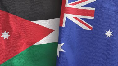 Avusturalya ve Ürdün 'de iki bayraklı tekstil kumaşı 3D