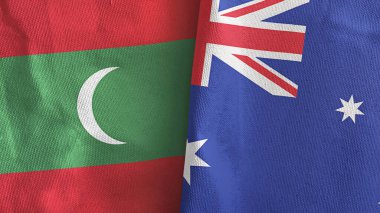 Avusturalya ve Maldivler iki bayraklı tekstil kumaşı 3D