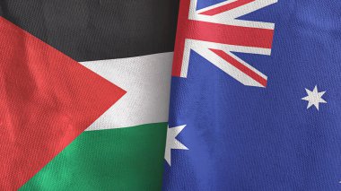 Avustralya ve Filistin 'de iki bayraklı tekstil kumaşı 3D