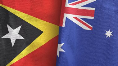 Avusturalya ve Timor-Leste Doğu Timor 2 bayraklı tekstil kumaşı 3D