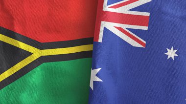 Avusturalya ve Vanuatu iki bayraklı tekstil kumaşı 3D