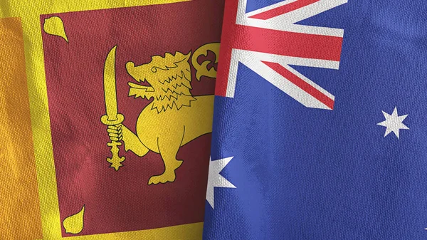 Australien och Sri Lanka två flaggor textilduk 3D-rendering — Stockfoto