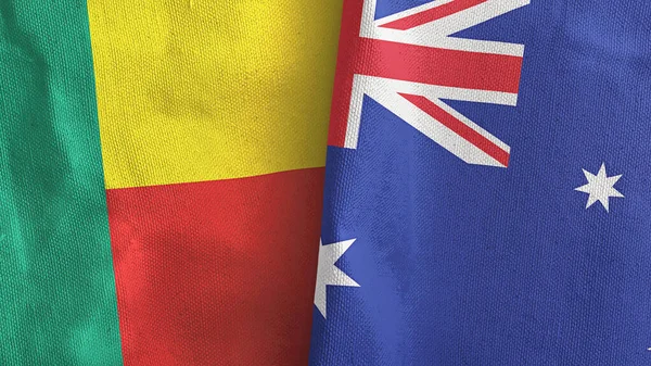 Avusturalya ve Benin iki bayraklı tekstil kumaşı 3D