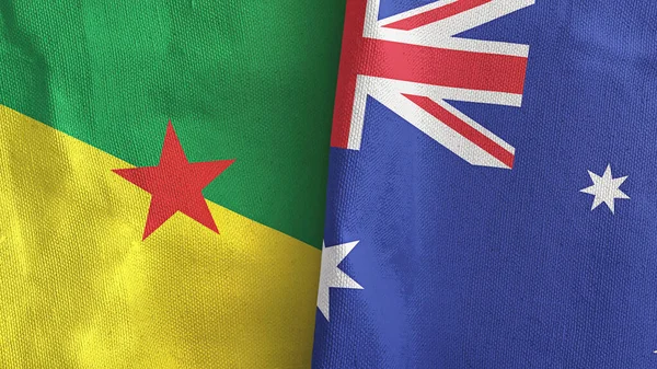 Australia and French Guiana two flags textile cloth 3D rendering — Stock Photo, Image