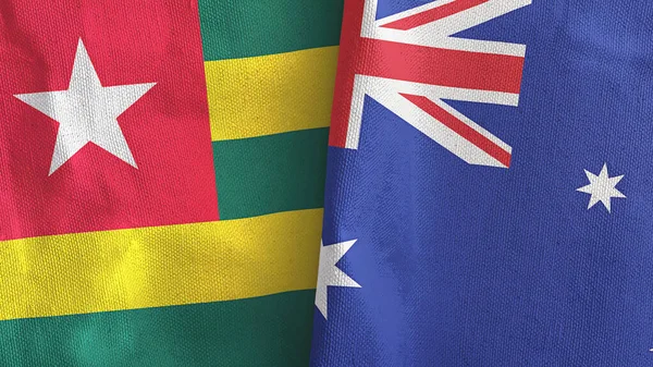 Australia and Togo two flags textile cloth 3D rendering — Stock Photo, Image