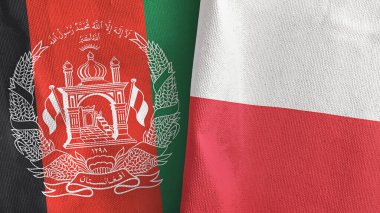 Poland and Afghanistan two flags textile cloth 3D rendering