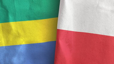 Polonya ve Gabon iki bayraklı kumaş 3D görüntüleme