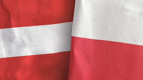 Polonia y Austria dos banderas de tela textil 3D renderizado —  Fotos de Stock