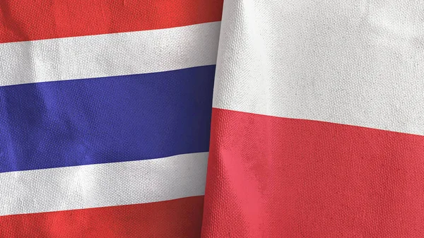 Poland and Thailand two flags textile cloth 3D rendering — Fotografia de Stock