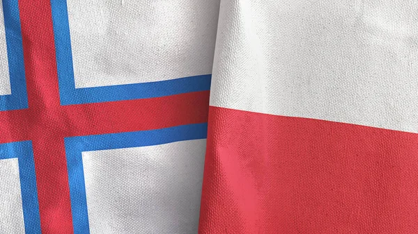 Polonia e Islas Feroe dos banderas tela textil representación 3D —  Fotos de Stock