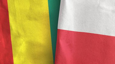 Polonya ve Gine iki bayraklı tekstil kumaşı 3D