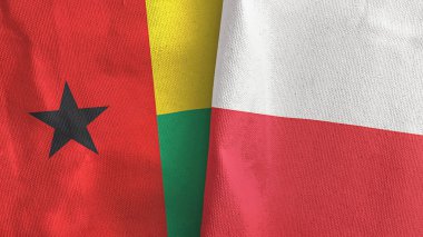 Polonya ve Gine-Bissau iki bayraklı tekstil kumaşı 3D