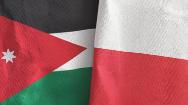 Polonya ve Ürdün 'de iki bayraklı tekstil kumaşı 3D