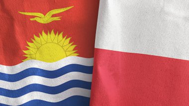 Polonya ve Kiribati 'de iki bayraklı tekstil kumaşı 3D