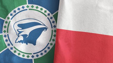 Polonya ve Martinique iki bayrak tekstil kumaşı 3D