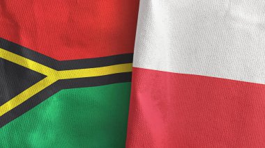 Polonya ve Vanuatu iki bayraklı tekstil kumaşı 3D