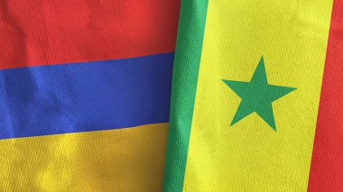 Senegal ve Ermenistan iki bayraklı kumaş 3D