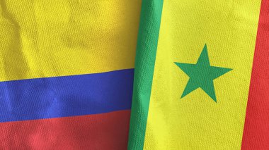 Senegal ve Kolombiya iki bayraklı tekstil kumaşı.
