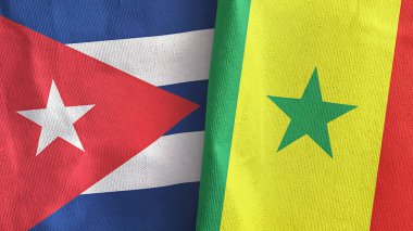 Senegal ve Küba iki bayraklı tekstil kumaşı.