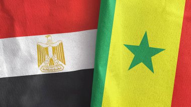 Senegal ve Mısır 'da iki bayraklı kumaş 3D.