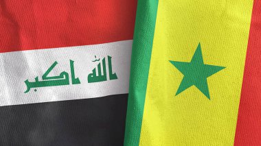 Senegal ve Irak iki bayrak tekstil kumaşı 3D